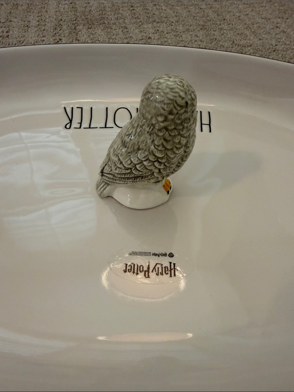 Rae Dunn Harry Potter White Ceramic Serving Platter with Hedwig Owl Accent - Picture 4 of 7